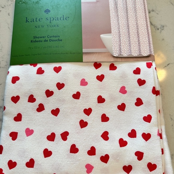 Kate Spade Red & Pink Heart Shower Curtain (72 x 72) - Picture 3 of 7